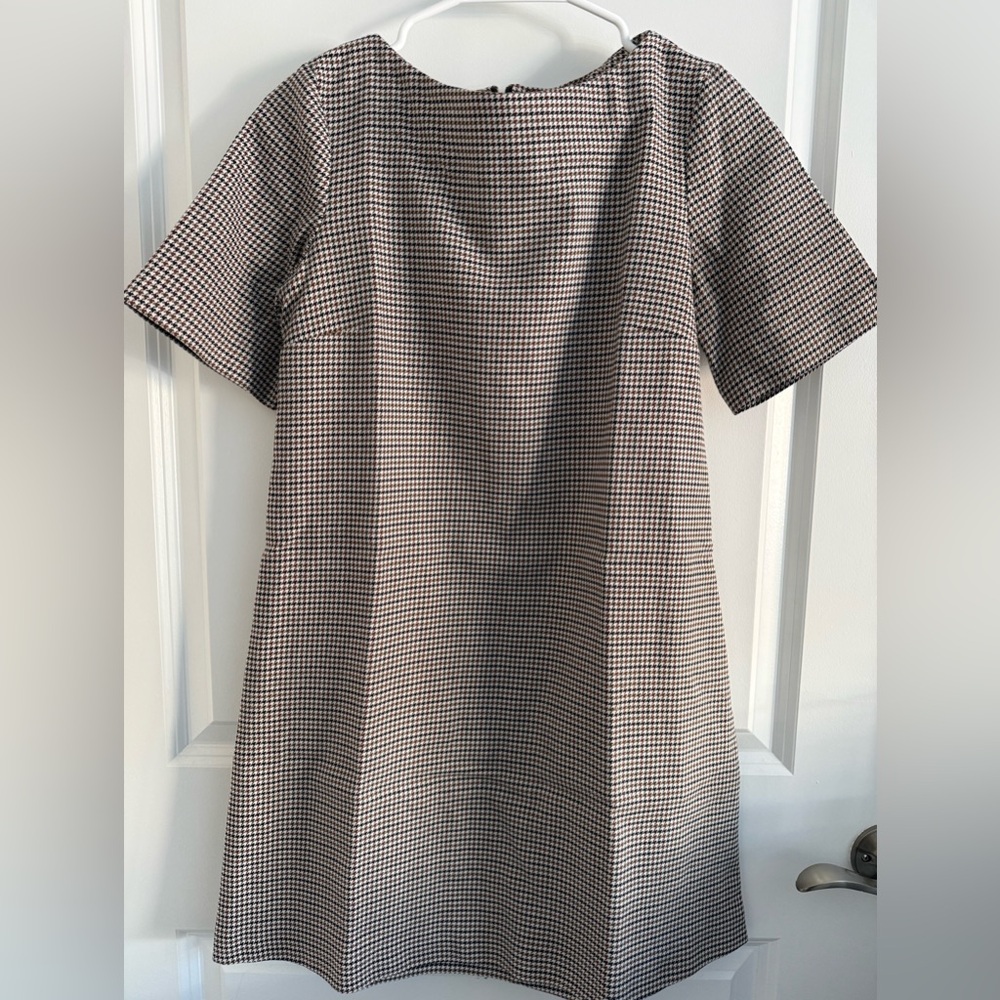 Zara - Houndstooth Patterned Dress in Black and Brown- XS